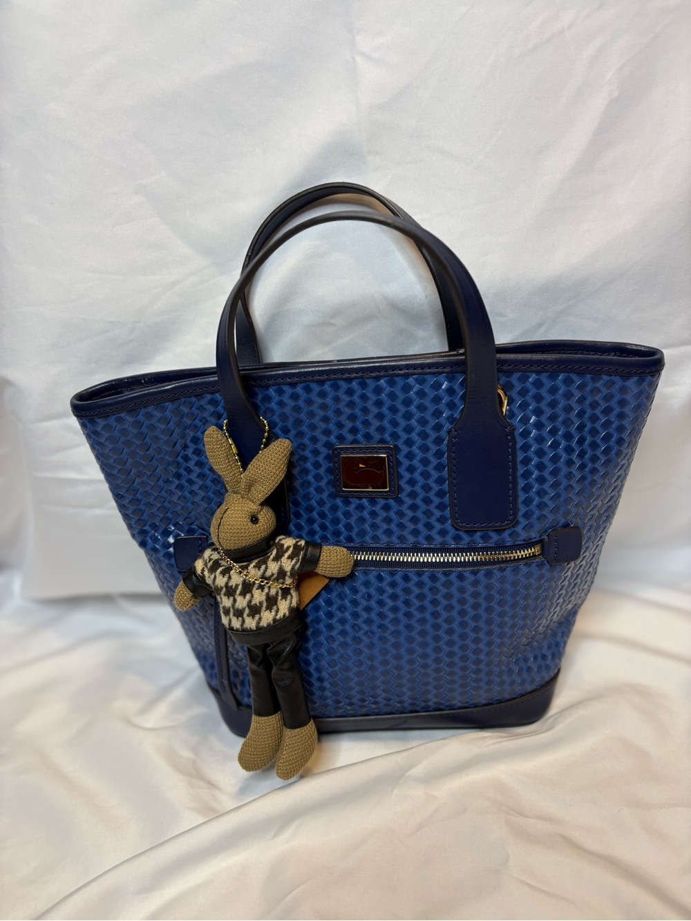 Dooney & Bourke Royal Blue Woven Leather Tote with Top Handles